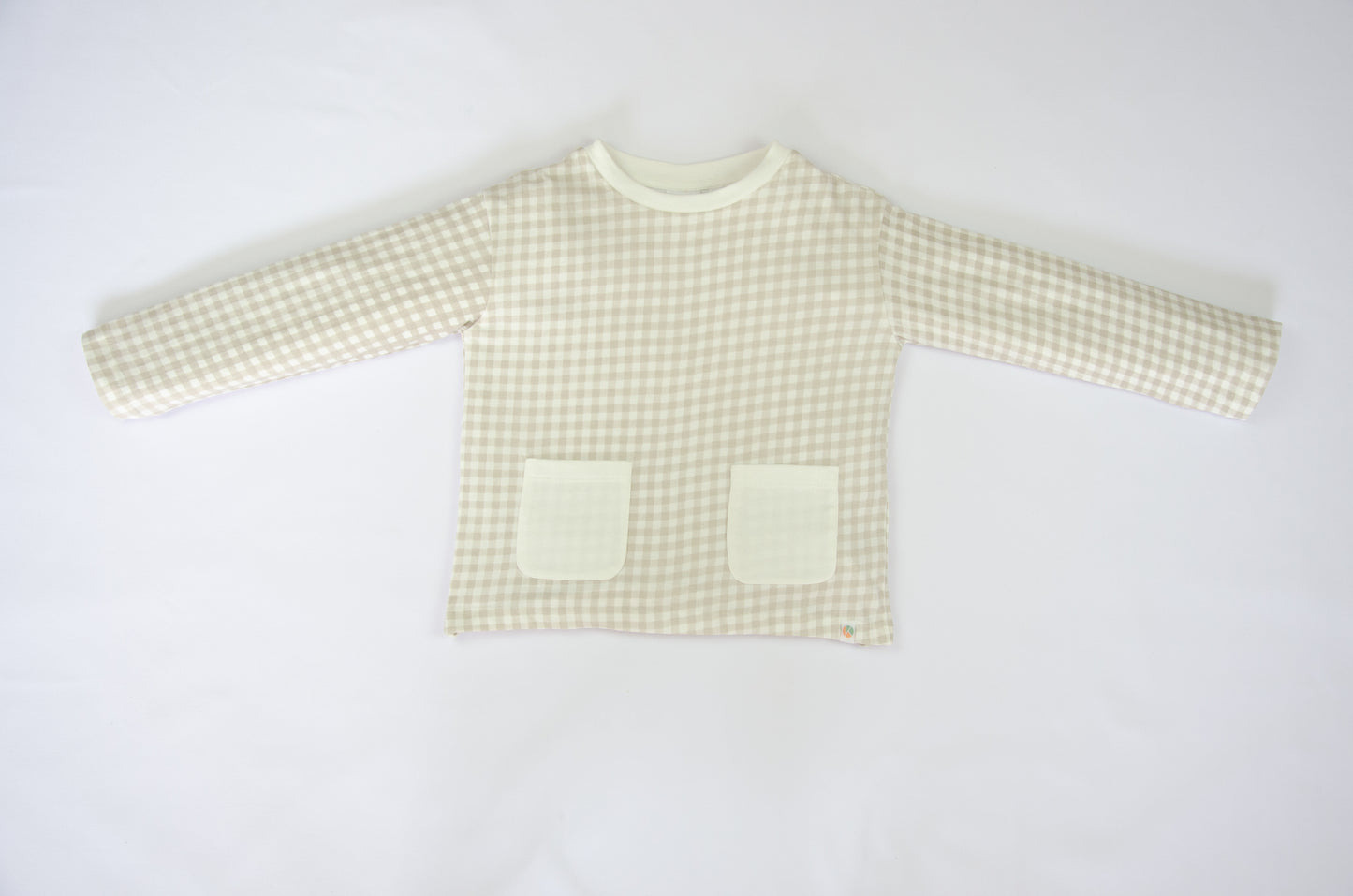 Long Sleeve Top - Beige check